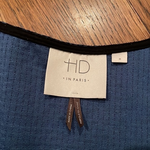 HD In Paris Anthropologie M Blue and Black Polka Dot Dress with Pockets EUC - Picture 5 of 11